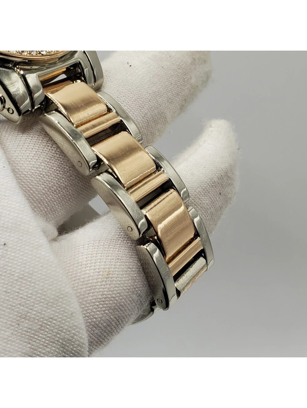 NY&C Rhinestone Womens Watch 34mm Two Tone New Battery